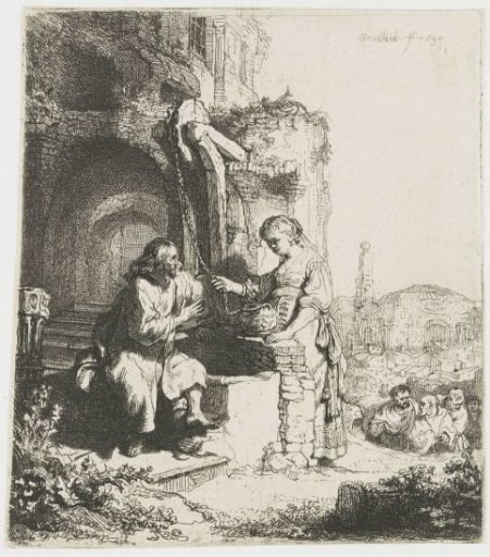 Christ and the woman of Samaria among ruins