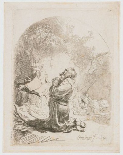 St Jerome praying: arched