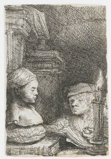 Man drawing from a cast