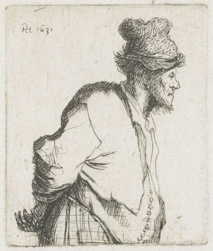 Peasant with his hands behind his back