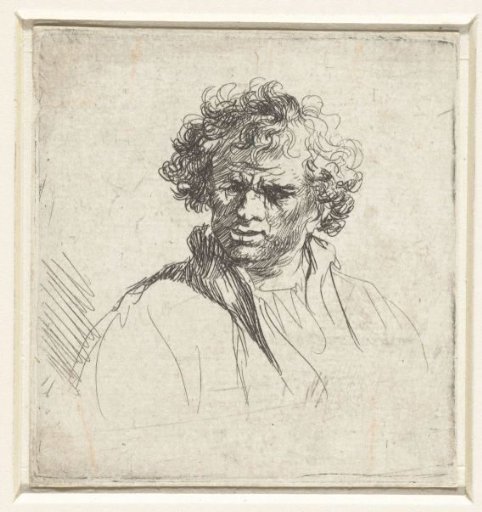 Bust of a man with a distorted face