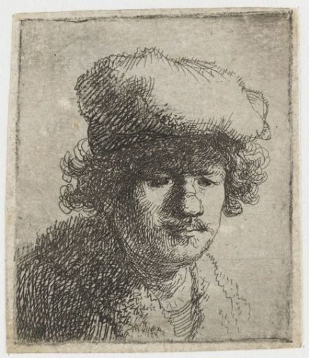 Self-portrait with cap pulled forward