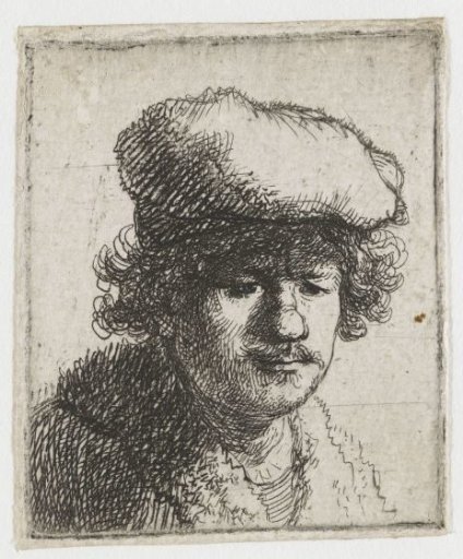 Self-portrait with cap pulled forward