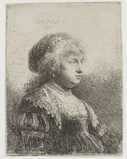 Saskia with pearls in her hair
