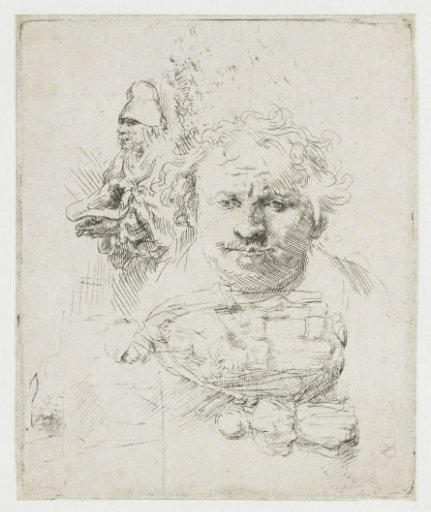 Sheet of studies with the head of the artist, a beggar man, woman and child