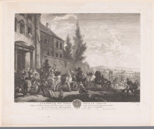 Hunting party departing from a house