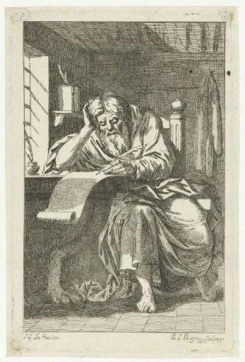 Scholar writing in his study
