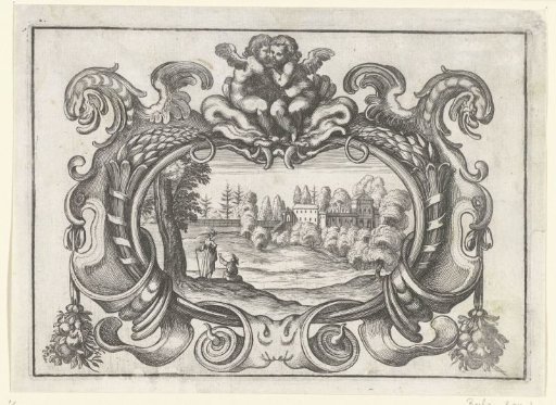 Cartouche with two putti above