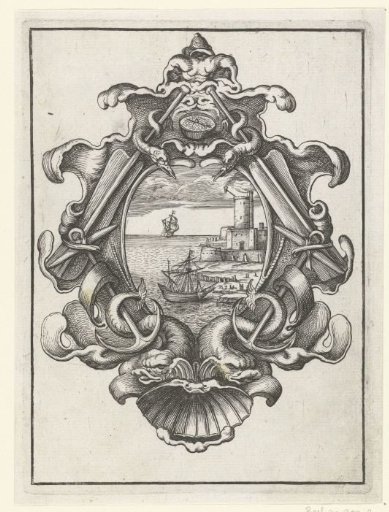 Cartouche with nautical attributes