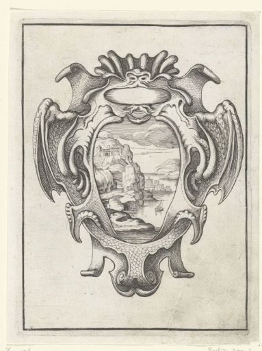 Cartouche with a mask