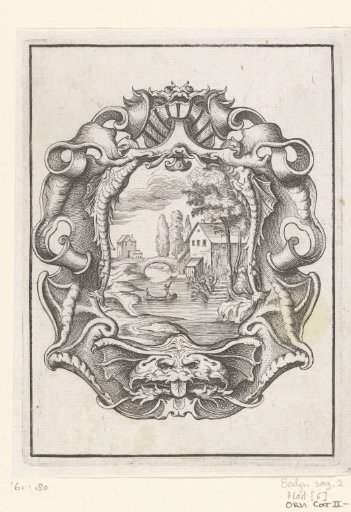 Cartouche with a shell and a fish head