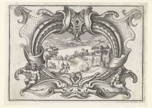 Cartouche with two winged putti