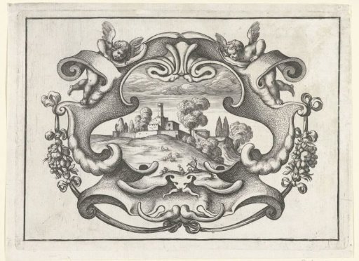 Cartouche with two putti