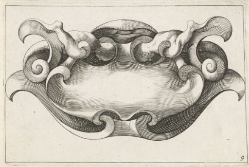 Horizontal cartouche with two male upper bodies