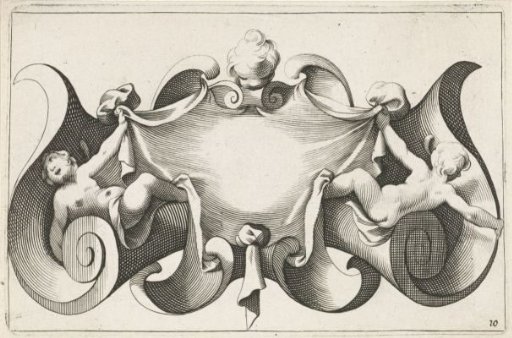 Horizontal cartouche with two children