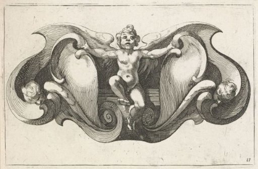 Horizontal cartouche with a seated child
