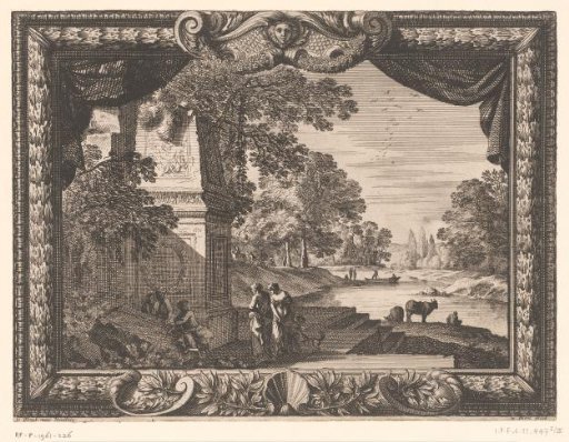 River Landscape with Figures at a Tomb