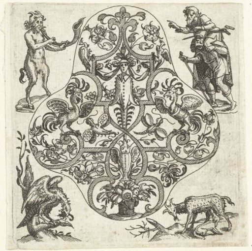 Pendant with a herm flanked by two roosters