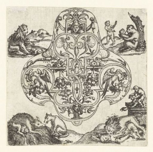 Pendant with two parrots on a cornucopia