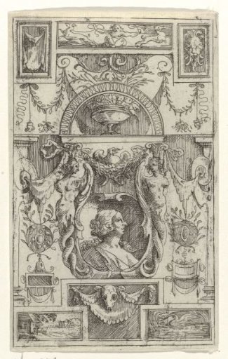 Panel with a female bust