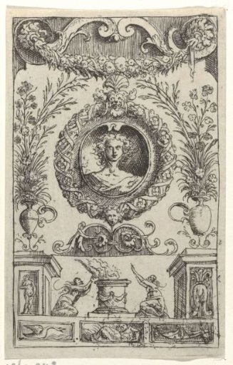 Panel with a portrait in a medallion