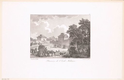Travelers, walkers and a café at the Barrière de l'École Militaire