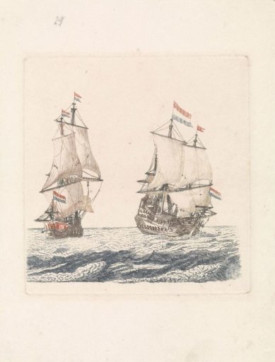 Two sailing ships at sea