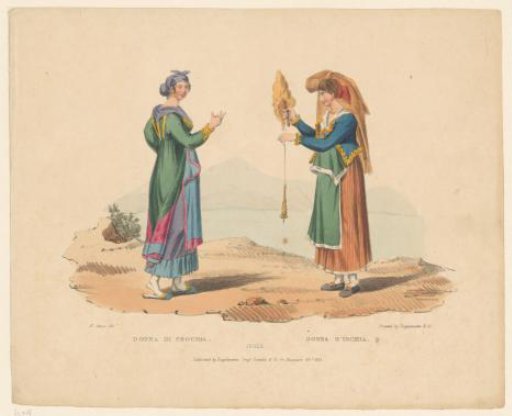 Two women in traditional dress from Procida and Ischia