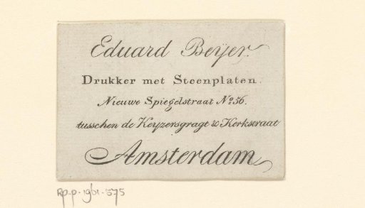 Business card of Eduard Beijer
