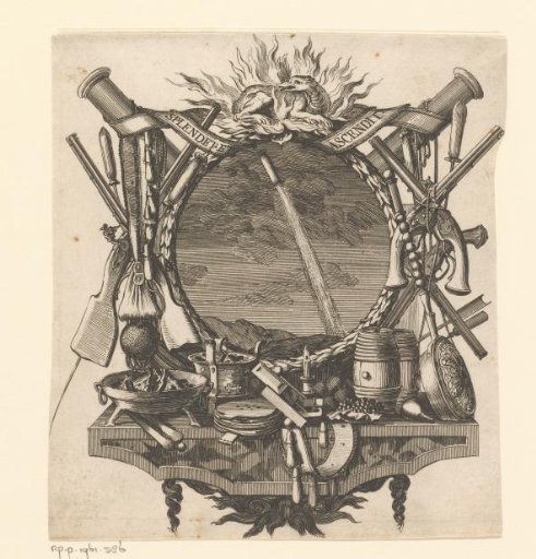 Emblem with a rocket and firearms