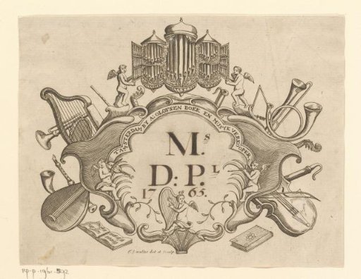 Address card of Arnoldus Olofsen, bookseller and music seller
