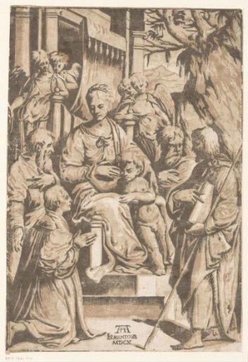 Mary with Child surrounded by saints