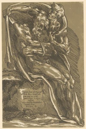 Man draping a cloak over an old man