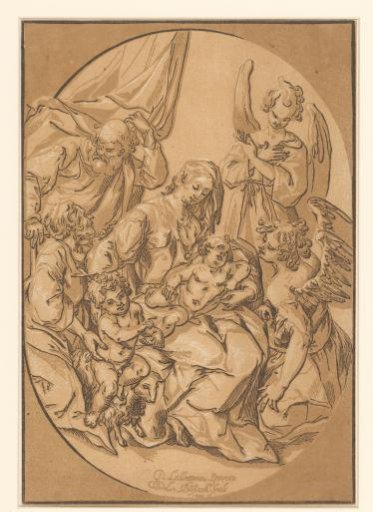 Holy Family with John the Baptist, Elizabeth and two angels