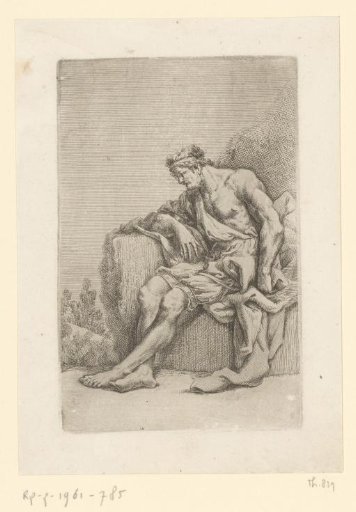 Seated warrior with bare chest