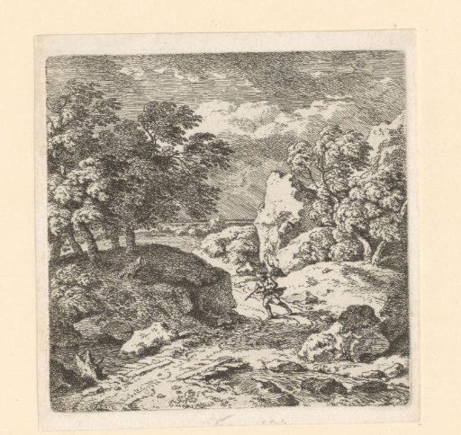 Rocky landscape with figure on a country road