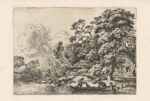 Landscape with fishermen by the riverbank