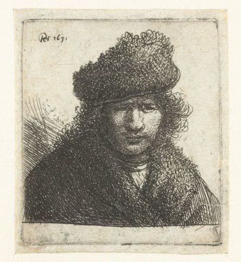 Self-portrait in a slant fur cap: bust