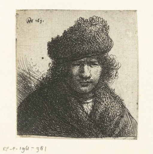 Self-portrait in a slant fur cap: bust