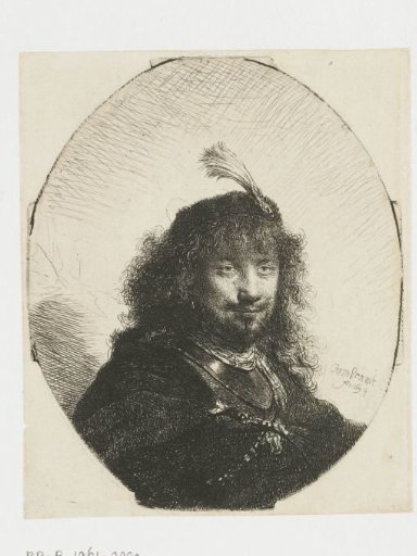 Self-portrait (?) with plumed cap