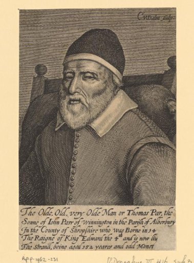 Portrait of Thomas Parr at the age of 152