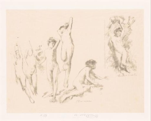 Study sheet with six nude women