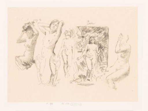 Study sheet with six naked women and Eve