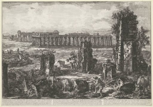 Ancient city wall and temples at Paestum