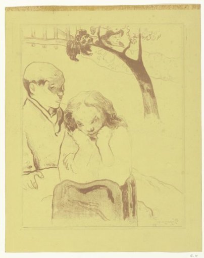 Sad woman sitting beside a man.