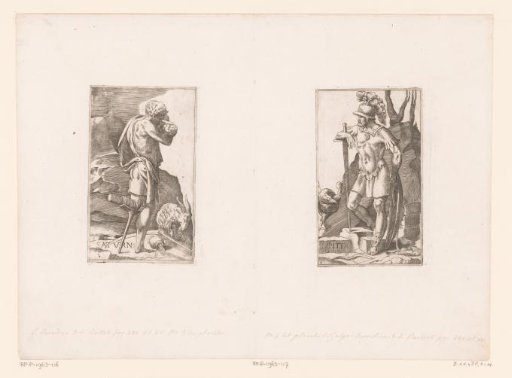 Saturn with wooden leg and baby in his arms