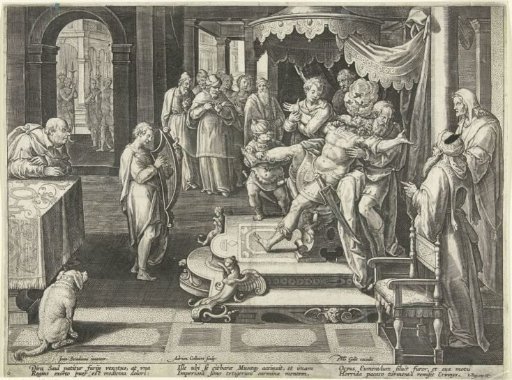 David plays his harp for King Saul