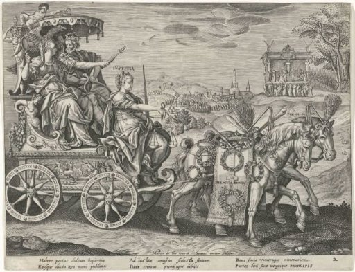 Wisdom Together with Justitia and a King on a Triumphal Car