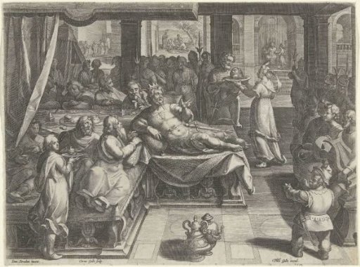 The head of John the Baptist is brought to Herod