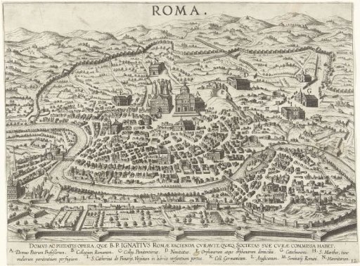 Plan of Rome with the Foundations of Ignatius of Loyola